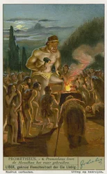 Prometheus leert de mens vuur te gebruiken